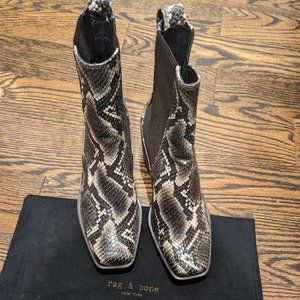 NEW Rag & Bone snake skin embossed leather boots size 8.5
